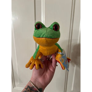 Webkinz Webkins Green Orange Frog Stuffed Animal With Code Tag